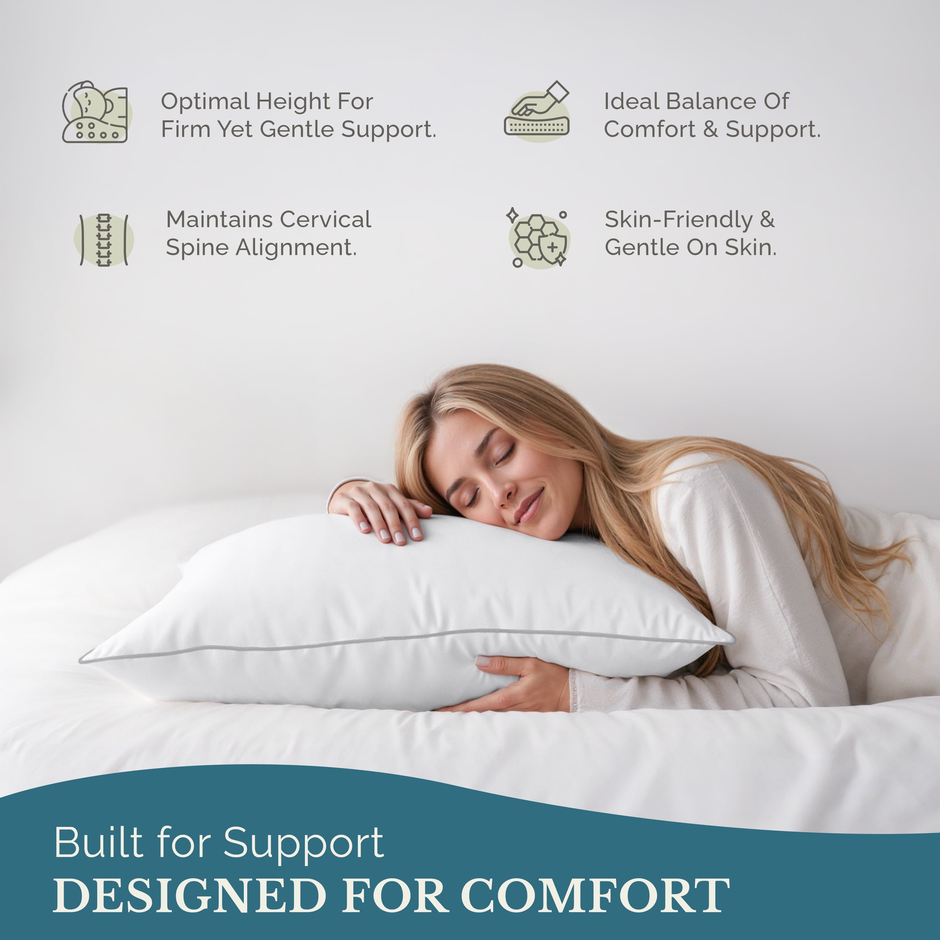 Casa Platino Pillows Standard Size Set of 2 – Standard Pillow, Cooling Comfort, Breathable, Easy Care Machine Washable, Perfect for Everyday Use