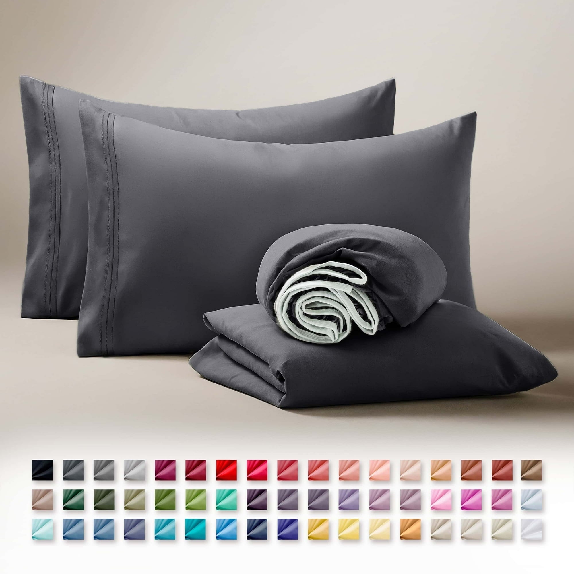 Clara Clark Queen Sheets Set, 1800 Series 4 Piece Deep Pocket Sheets, 100% Soft Microfiber Bed Sheets Set, Gray