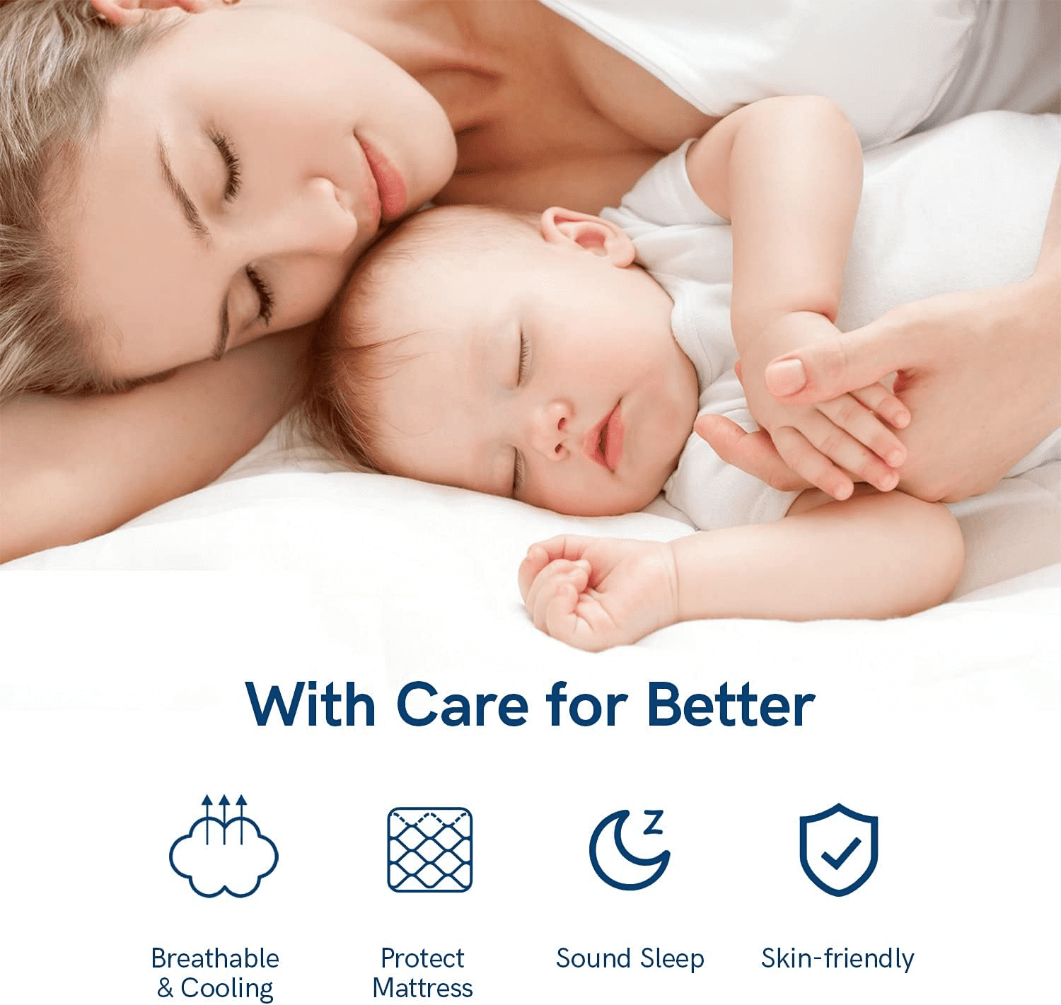 EMONIA 100% 400TC Mattress Topper Queen for Back Pain, 900GSM Mattress Pad Pillow Top, Quilted Fitted Mattress Protector Cover with 8-21" Deep Elastic Pocket, Soft Comfort Breathable (White, Queen)